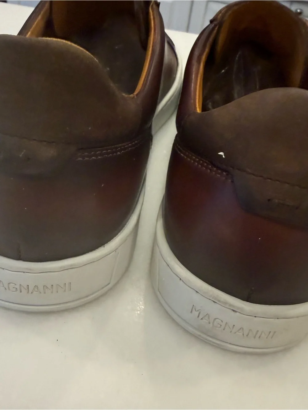 Magnanni Mens Gaslon Dress Sneakers Brown Leather Slip-On Sz US 8.5 EU 41.5 NEW